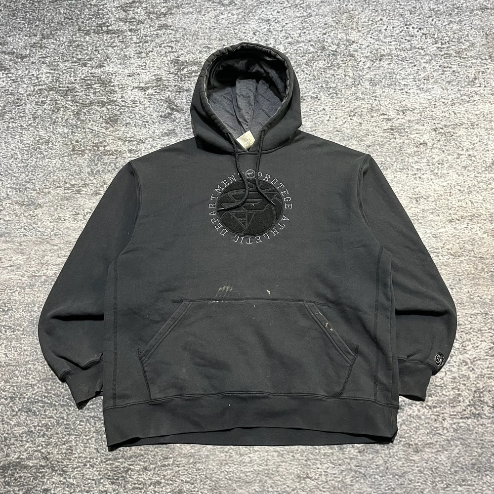 Vintage Y2K Protege Athletic‎ Department Hoodie Sweatshirt Mens XL Black Skater